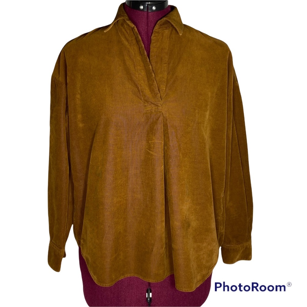 Uniqlo Long Sleeve V Neck Corduroy Blouse Size Extra Small